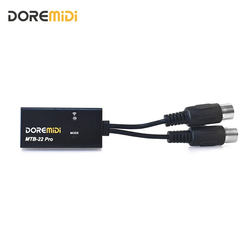 DOREMiDi MTB-22 Pro Bluetooth MIDI adapter — the unit itself with its two MIDI plugs, no cables needed